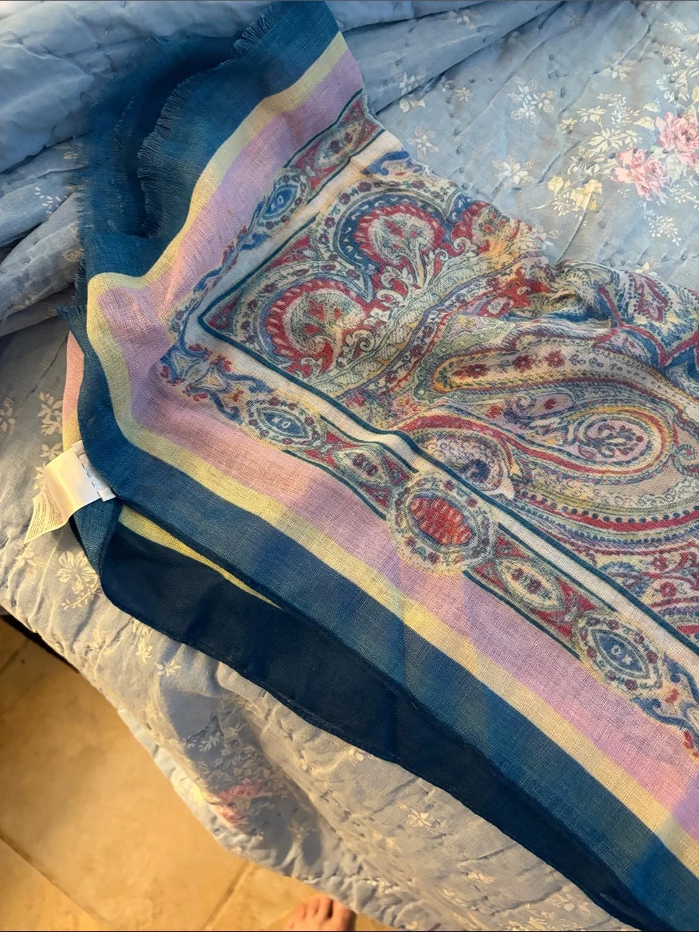 Chico's Multicolor Paisley & Stripe Lightweight Scarf
